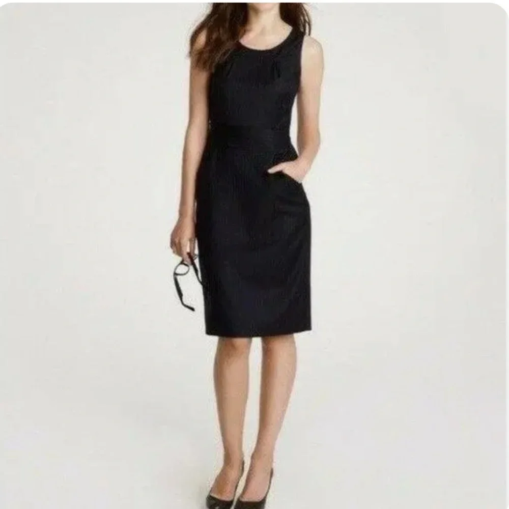 J. Crew dress Sz 2 two women’s black super 120’s black wool lined tank pockets